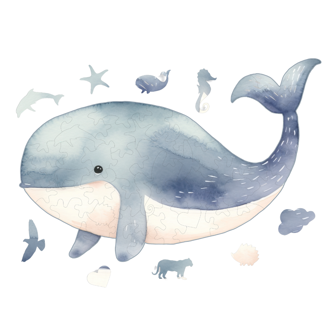 Mavi Balina - Çocuk Ahşap Puzzle