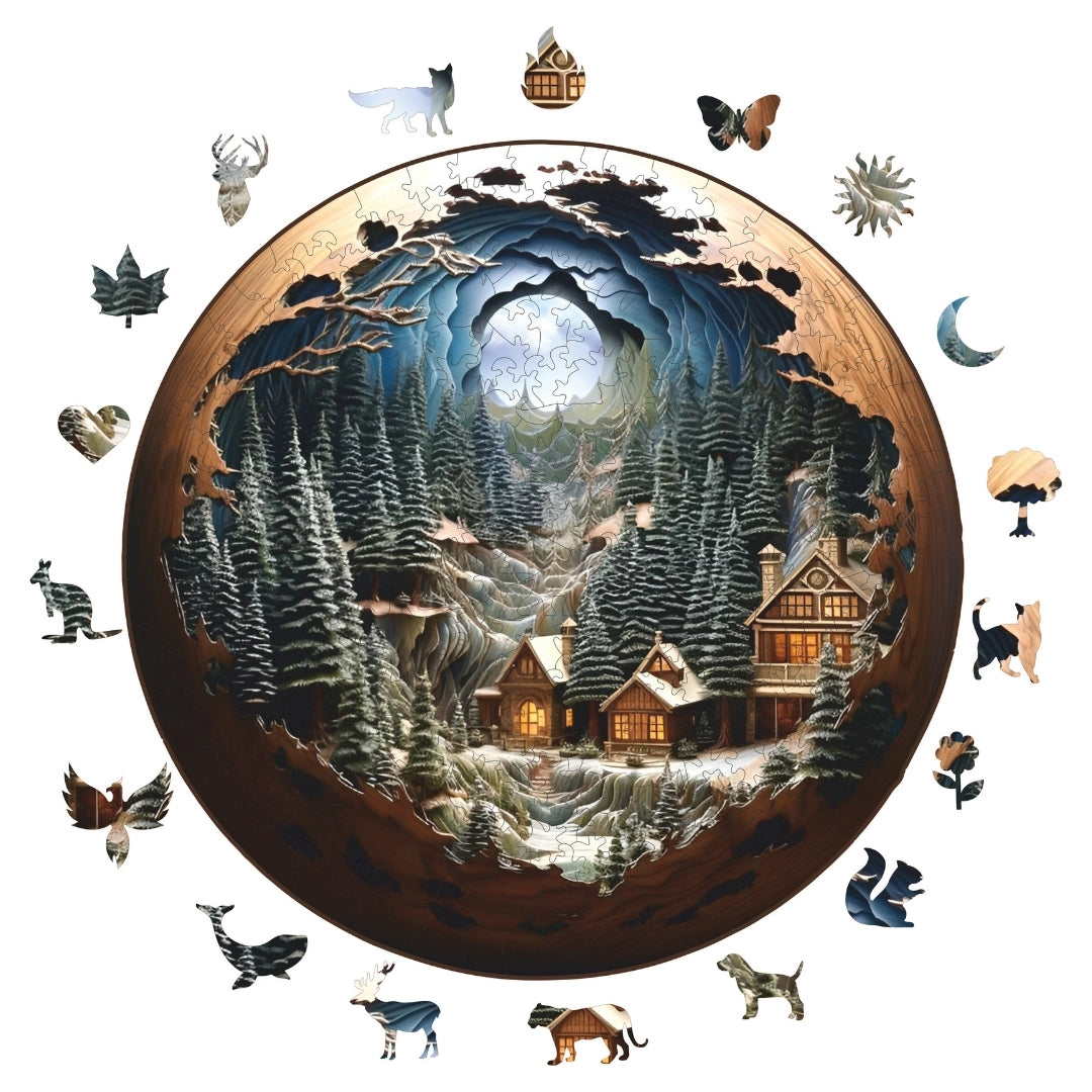 Kış Gecesi - Ahşap Puzzle